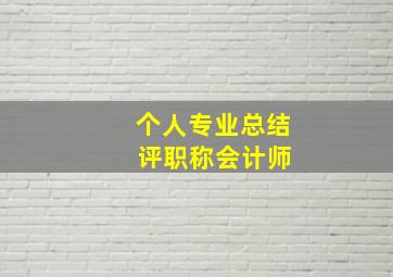 个人专业总结 评职称会计师